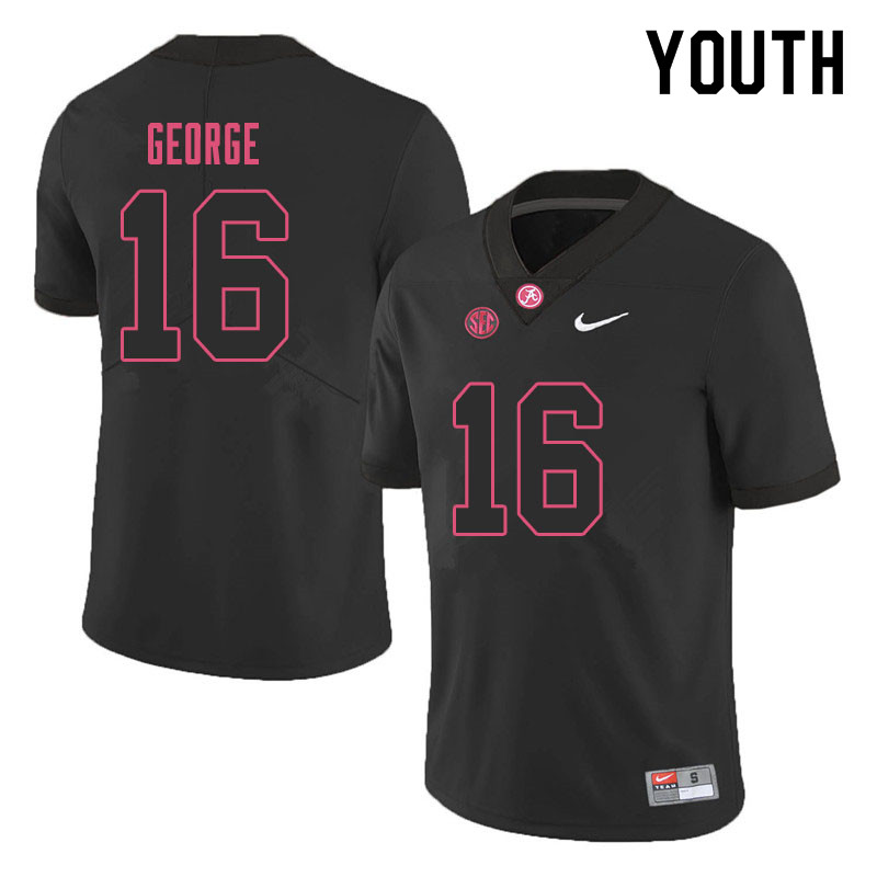 Alabama Crimson Tide Youth Jayden George #16 Black NCAA Nike Authentic Stitched 2019 College Football Jersey JL16D68YX